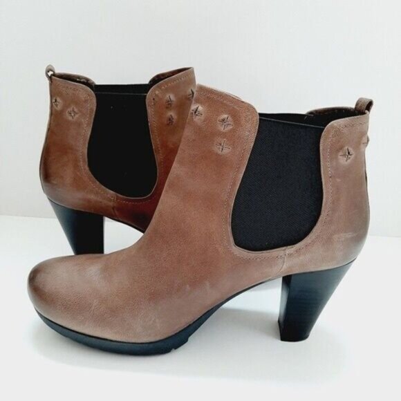 MARC High Heel Ankle Booties Genuine Leather Taupe Sz Eur 42 | US 11-11.5 - Picture 11 of 15